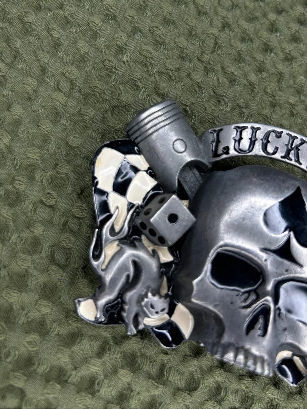 Vintage LUCKY 13 Skull Belt Buckle
